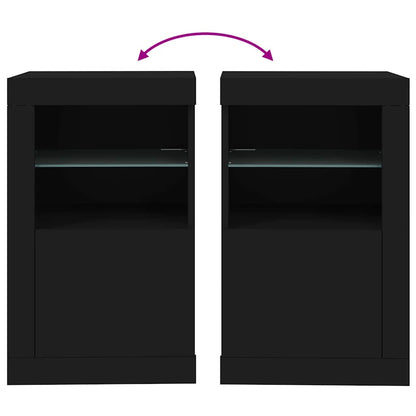 Armadietto con Luci LED Nero in Legno Multistrato | homemem39