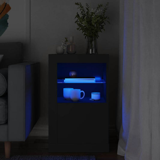Armadietto con Luci LED Nero in Legno Multistrato | homemem39