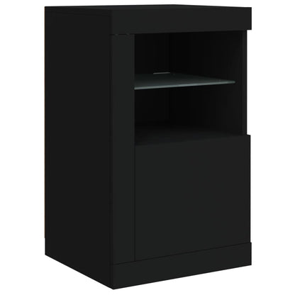 Armadietti con Luci LED 2pz Neri in Legno Multistrato | homemem39