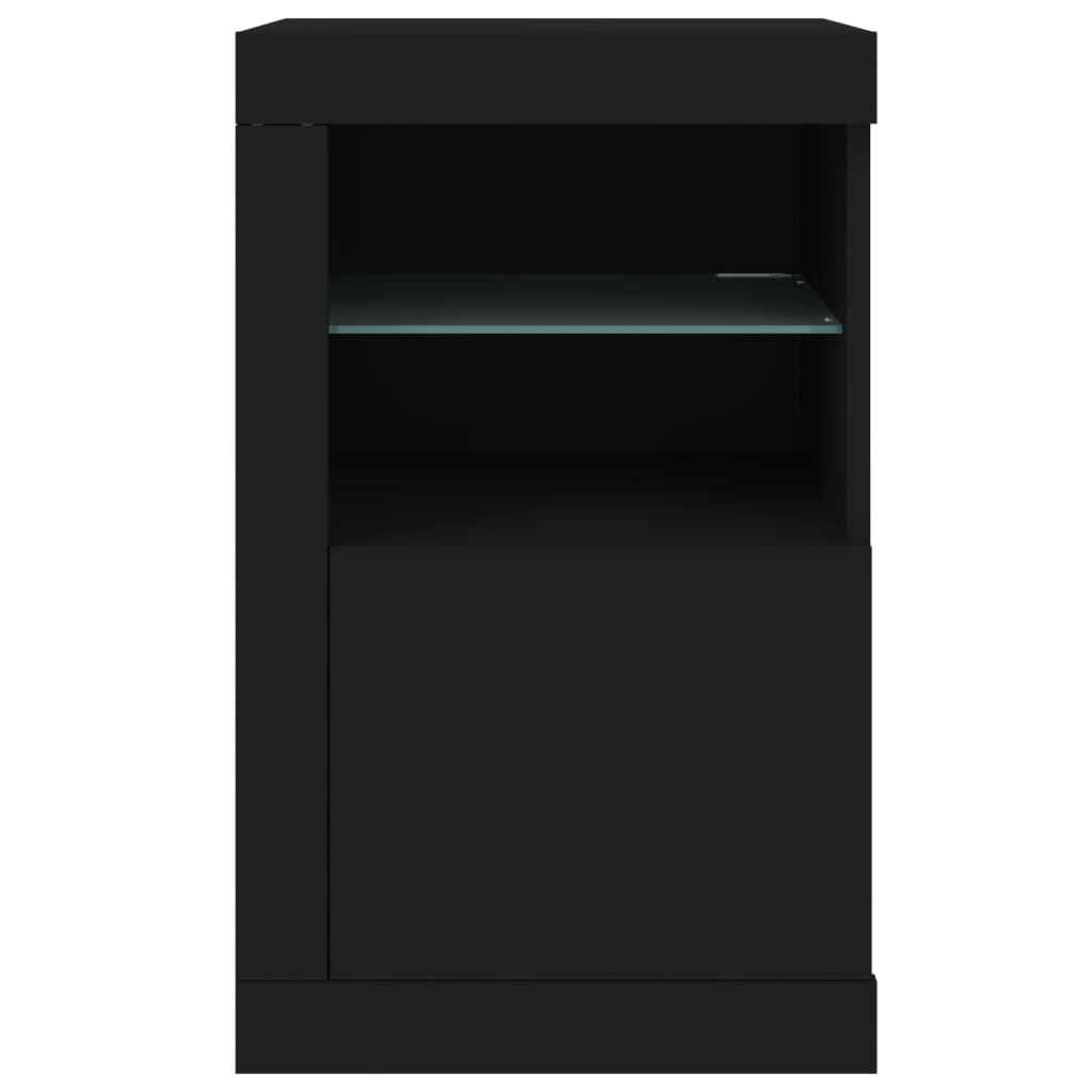 Armadietti con Luci LED 2pz Neri in Legno Multistrato | homemem39