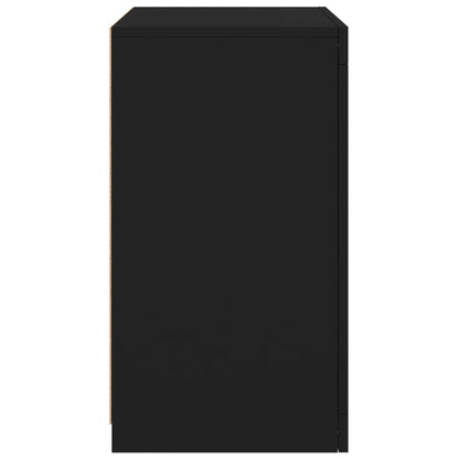 Armadietti con Luci LED 2pz Neri in Legno Multistrato | homemem39