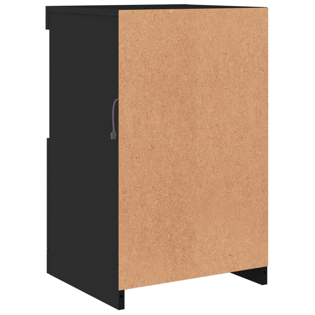 Armadietti con Luci LED 2pz Neri in Legno Multistrato | homemem39