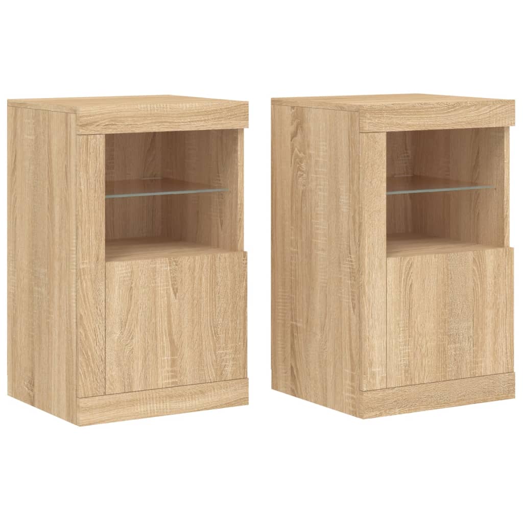 Armadietti con Luci LED 2pz Rovere Sonoma in Legno Multistrato | homemem39