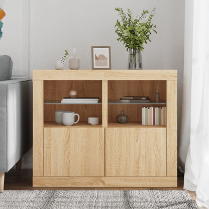 Armadietti con Luci LED 2pz Rovere Sonoma in Legno Multistrato | homemem39
