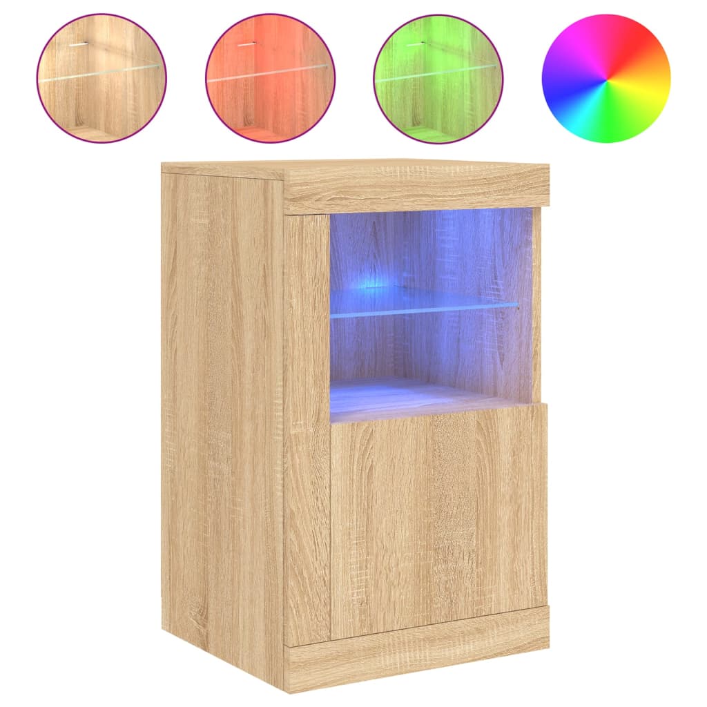 Armadietti con Luci LED 2pz Rovere Sonoma in Legno Multistrato | homemem39