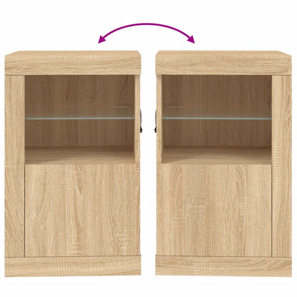 Armadietti con Luci LED 2pz Rovere Sonoma in Legno Multistrato | homemem39