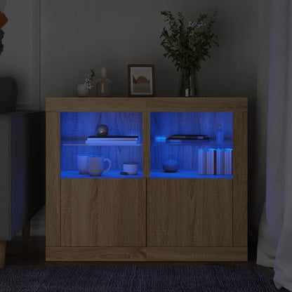 Armadietti con Luci LED 2pz Rovere Sonoma in Legno Multistrato | homemem39