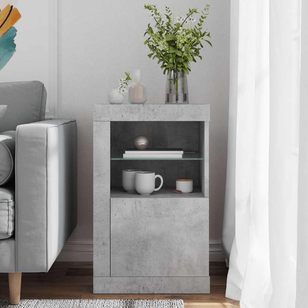 Armadietto con Luci LED Grigio Cemento in Legno Multistrato | homemem39
