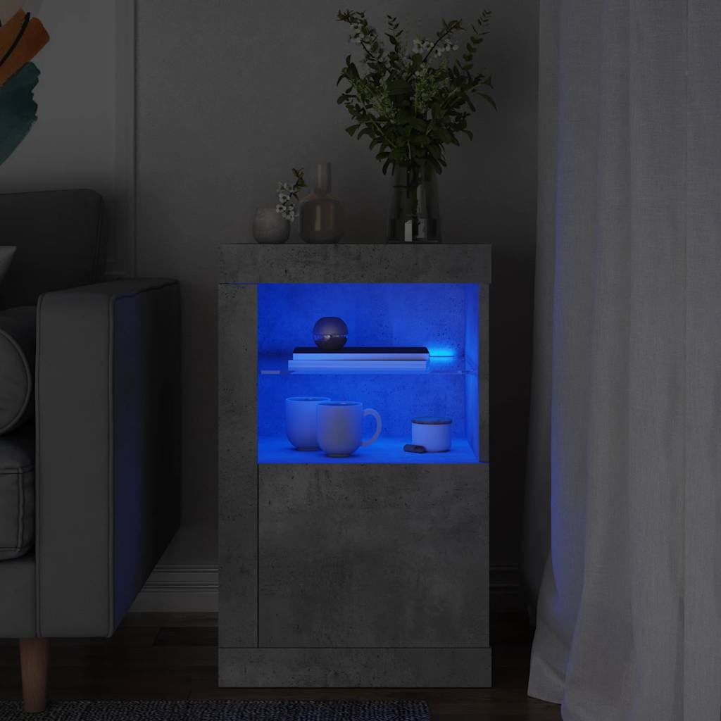 Armadietto con Luci LED Grigio Cemento in Legno Multistrato | homemem39