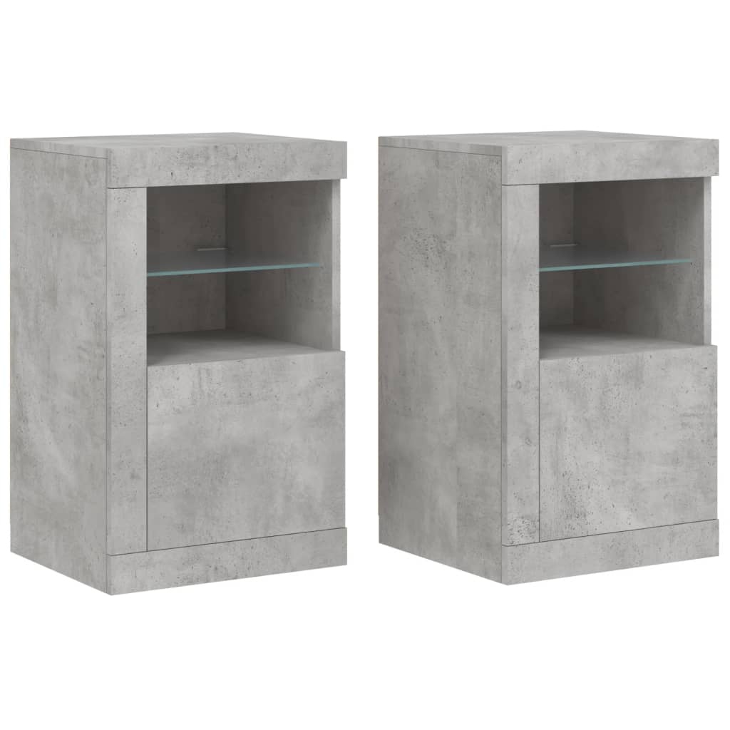 Armadietti con Luci LED 2pz Grigio Cemento in Legno Multistrato | homemem39