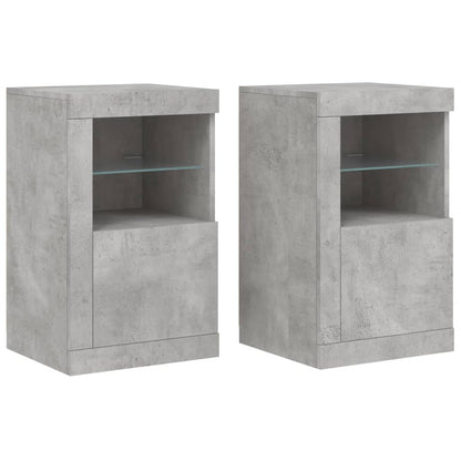 Armadietti con Luci LED 2pz Grigio Cemento in Legno Multistrato | homemem39