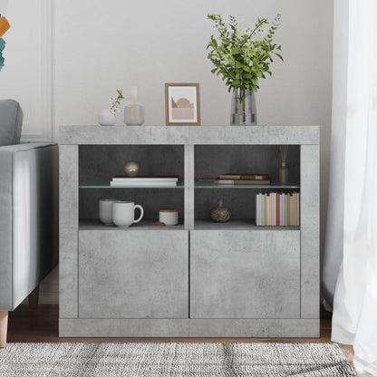 Armadietti con Luci LED 2pz Grigio Cemento in Legno Multistrato | homemem39