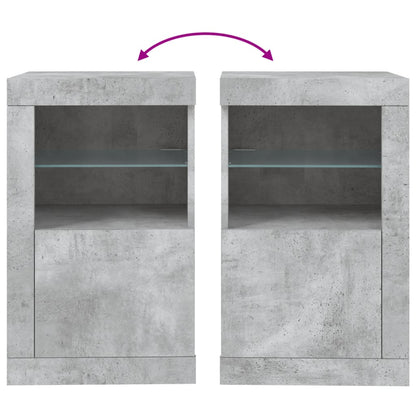 Armadietti con Luci LED 2pz Grigio Cemento in Legno Multistrato | homemem39