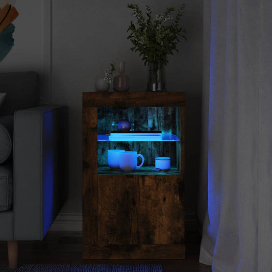 Armadietto con Luci LED Rovere Fumo in Legno Multistrato - homemem39