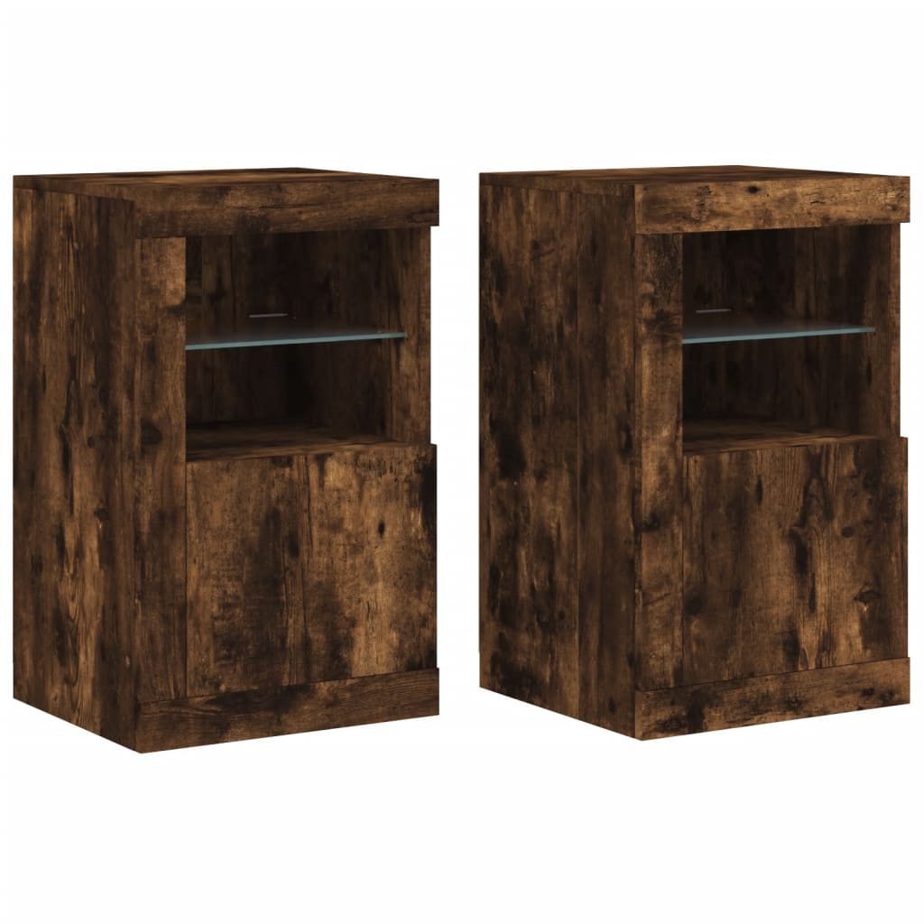 Armadietti con Luci LED 2pz Rovere Fumo in Legno Multistrato | homemem39