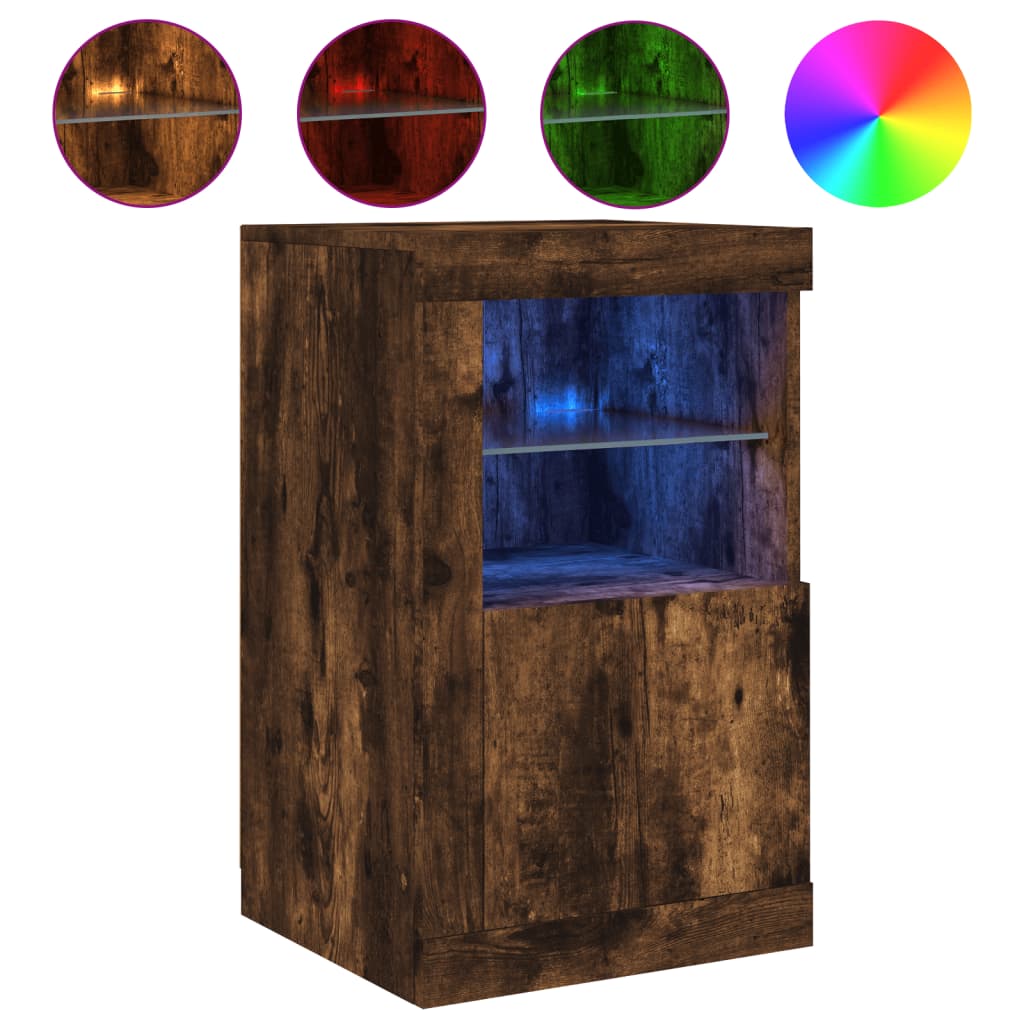 Armadietti con Luci LED 2pz Rovere Fumo in Legno Multistrato | homemem39