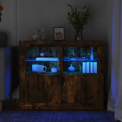 Armadietti con Luci LED 2pz Rovere Fumo in Legno Multistrato | homemem39