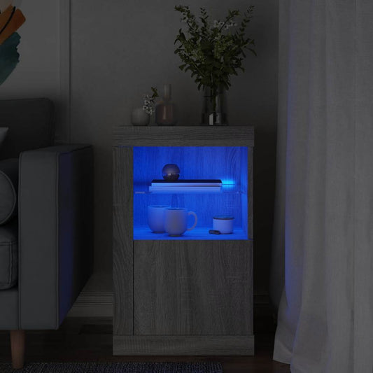 Armadietto con Luci LED Grigio Sonoma in Legno Multistrato - homemem39
