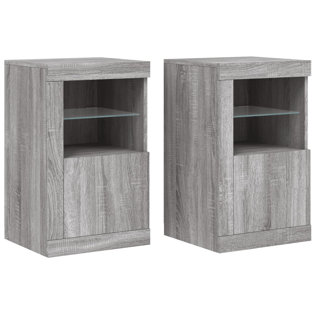 Armadietti con Luci LED 2pz Grigio Sonoma in Legno Multistrato | homemem39