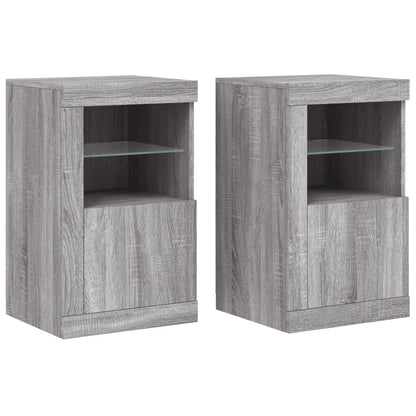Armadietti con Luci LED 2pz Grigio Sonoma in Legno Multistrato | homemem39