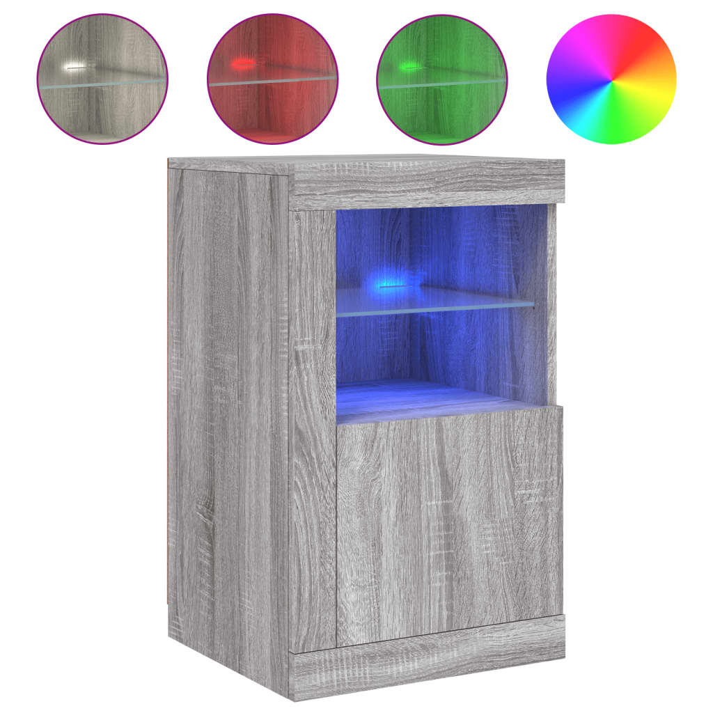 Armadietti con Luci LED 2pz Grigio Sonoma in Legno Multistrato | homemem39