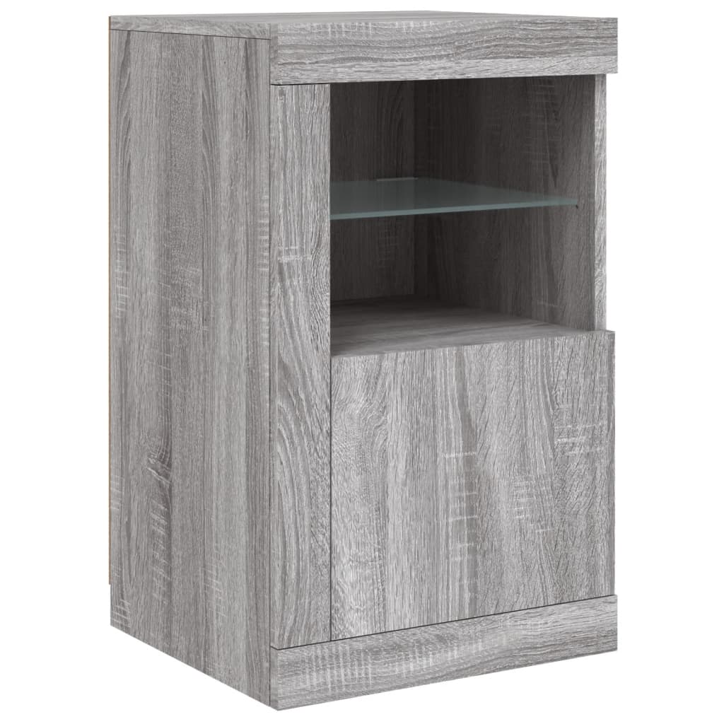Armadietti con Luci LED 2pz Grigio Sonoma in Legno Multistrato | homemem39