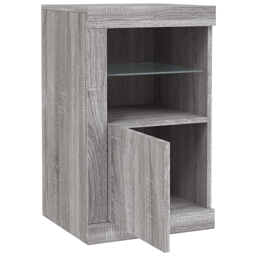 Armadietti con Luci LED 2pz Grigio Sonoma in Legno Multistrato | homemem39
