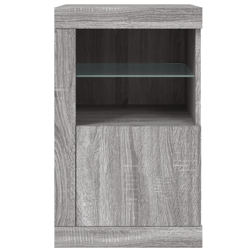 Armadietti con Luci LED 2pz Grigio Sonoma in Legno Multistrato | homemem39