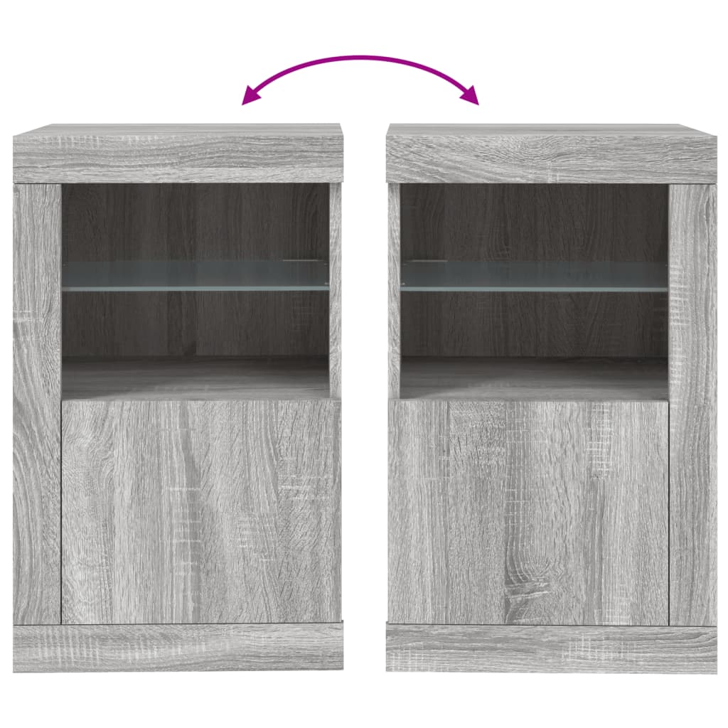Armadietti con Luci LED 2pz Grigio Sonoma in Legno Multistrato | homemem39