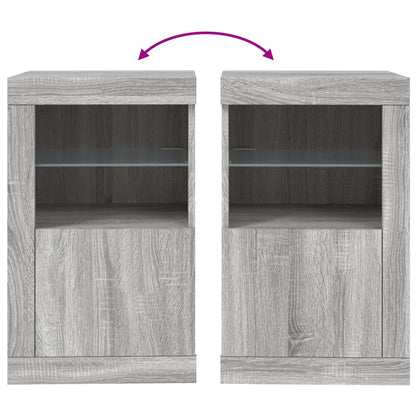 Armadietti con Luci LED 2pz Grigio Sonoma in Legno Multistrato | homemem39