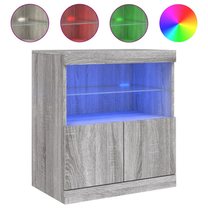 Credenza con Luci LED Grigio Sonoma 60x37x67 cm - homemem39