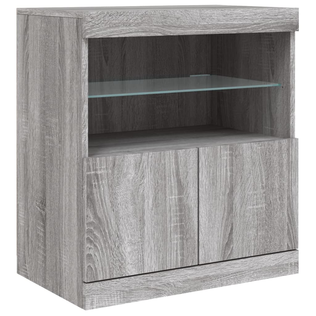 Credenza con Luci LED Grigio Sonoma 60x37x67 cm - homemem39