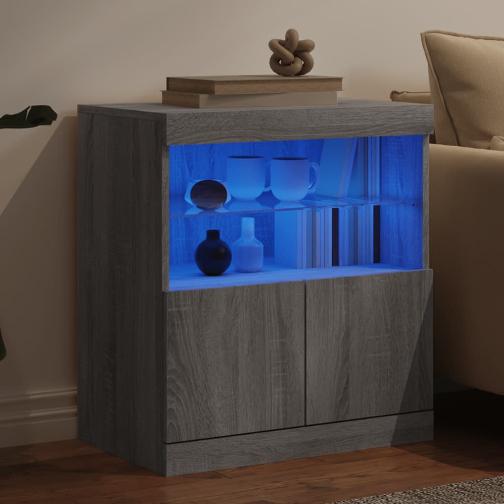 Credenza con Luci LED Grigio Sonoma 60x37x67 cm - homemem39