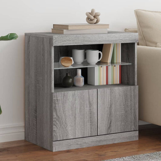 Credenza con Luci LED Grigio Sonoma 60x37x67 cm - homemem39