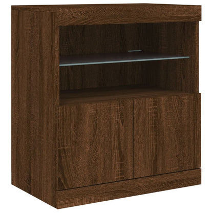 Credenza con Luci LED Rovere Marrone 60x37x67 cm - homemem39