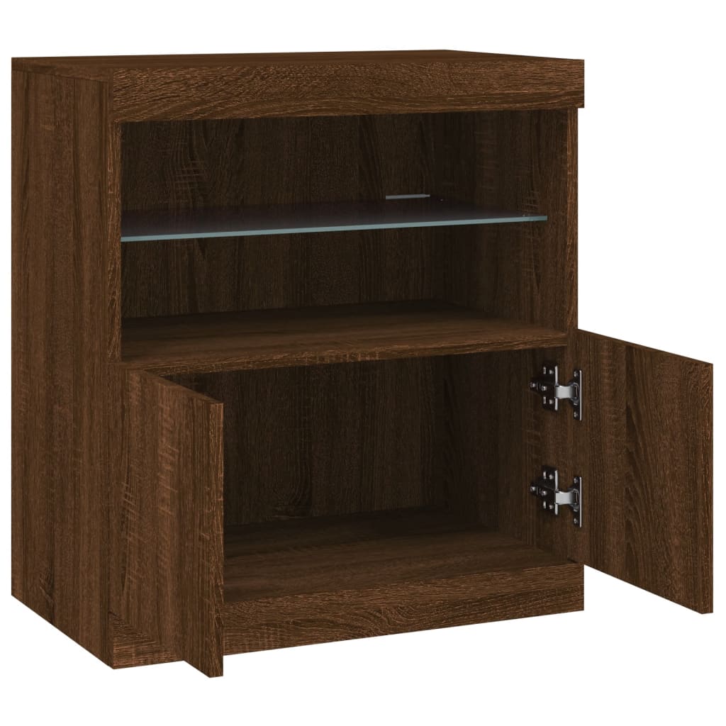 Credenza con Luci LED Rovere Marrone 60x37x67 cm - homemem39