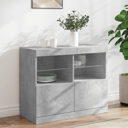 Credenza con Luci LED Grigio Cemento 81x37x67 cm - homemem39