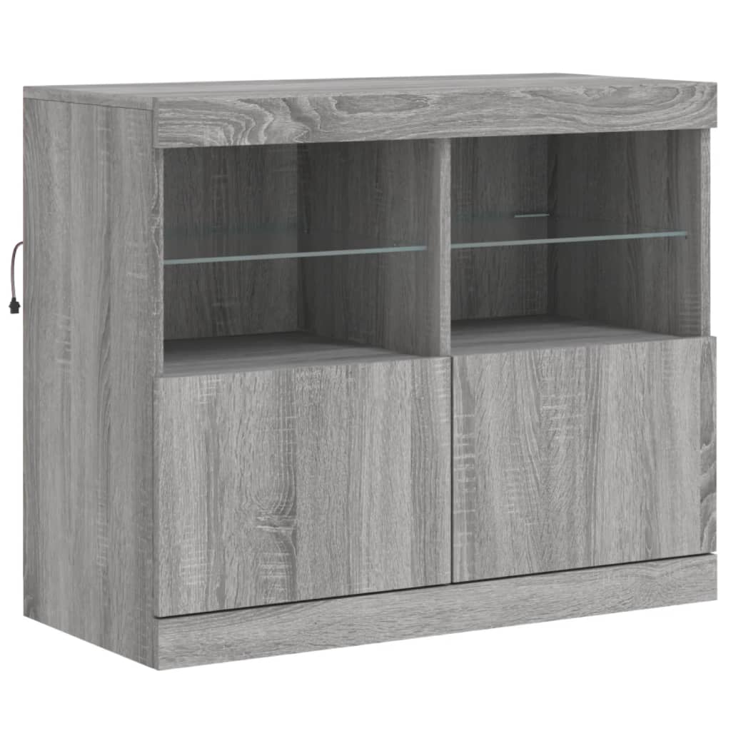 Credenza con Luci LED Grigio Sonoma 81x37x67 cm - homemem39