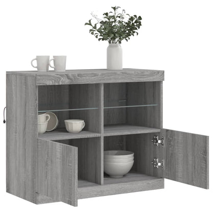 Credenza con Luci LED Grigio Sonoma 81x37x67 cm - homemem39