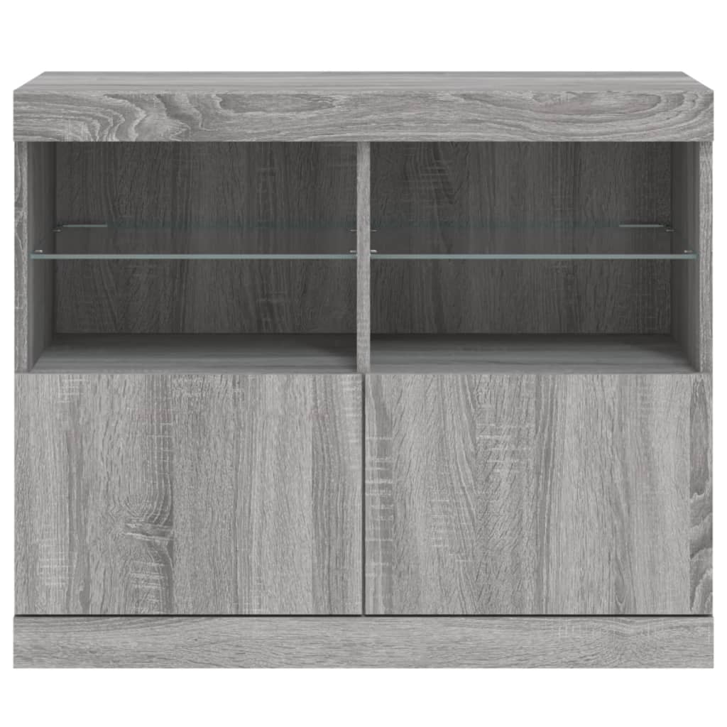 Credenza con Luci LED Grigio Sonoma 81x37x67 cm - homemem39