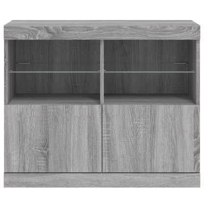 Credenza con Luci LED Grigio Sonoma 81x37x67 cm - homemem39