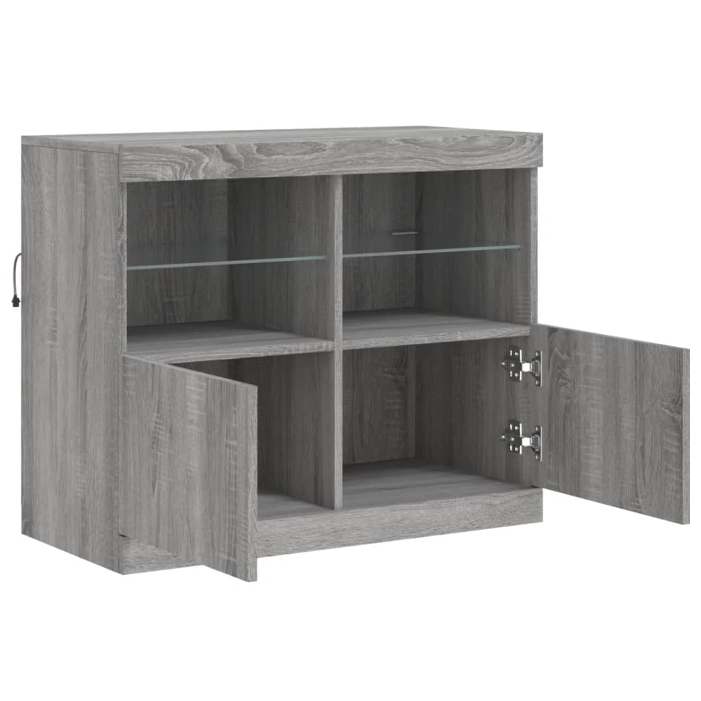Credenza con Luci LED Grigio Sonoma 81x37x67 cm - homemem39