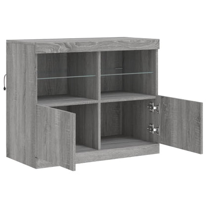 Credenza con Luci LED Grigio Sonoma 81x37x67 cm - homemem39