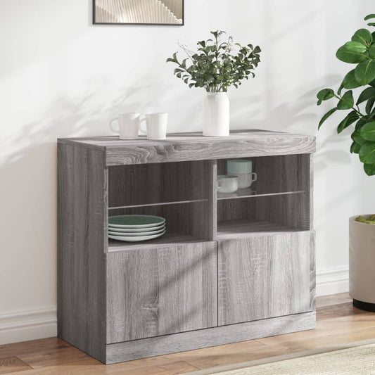Credenza con Luci LED Grigio Sonoma 81x37x67 cm - homemem39