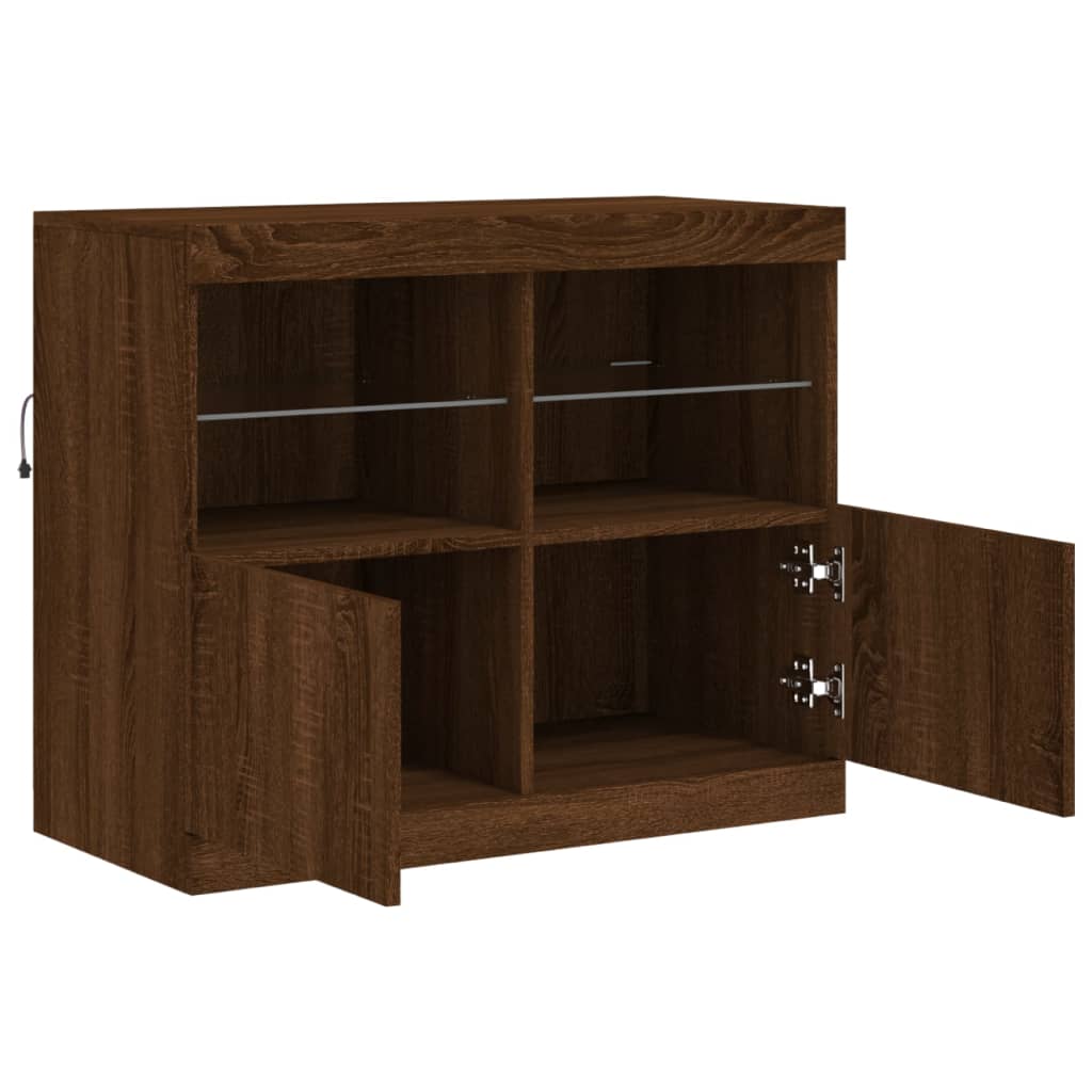 Credenza con Luci LED Rovere Marrone 81x37x67 cm - homemem39