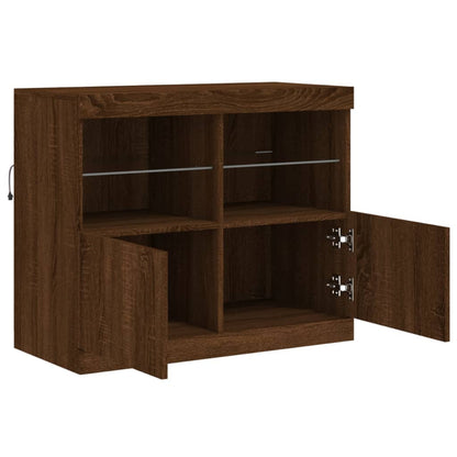 Credenza con Luci LED Rovere Marrone 81x37x67 cm - homemem39