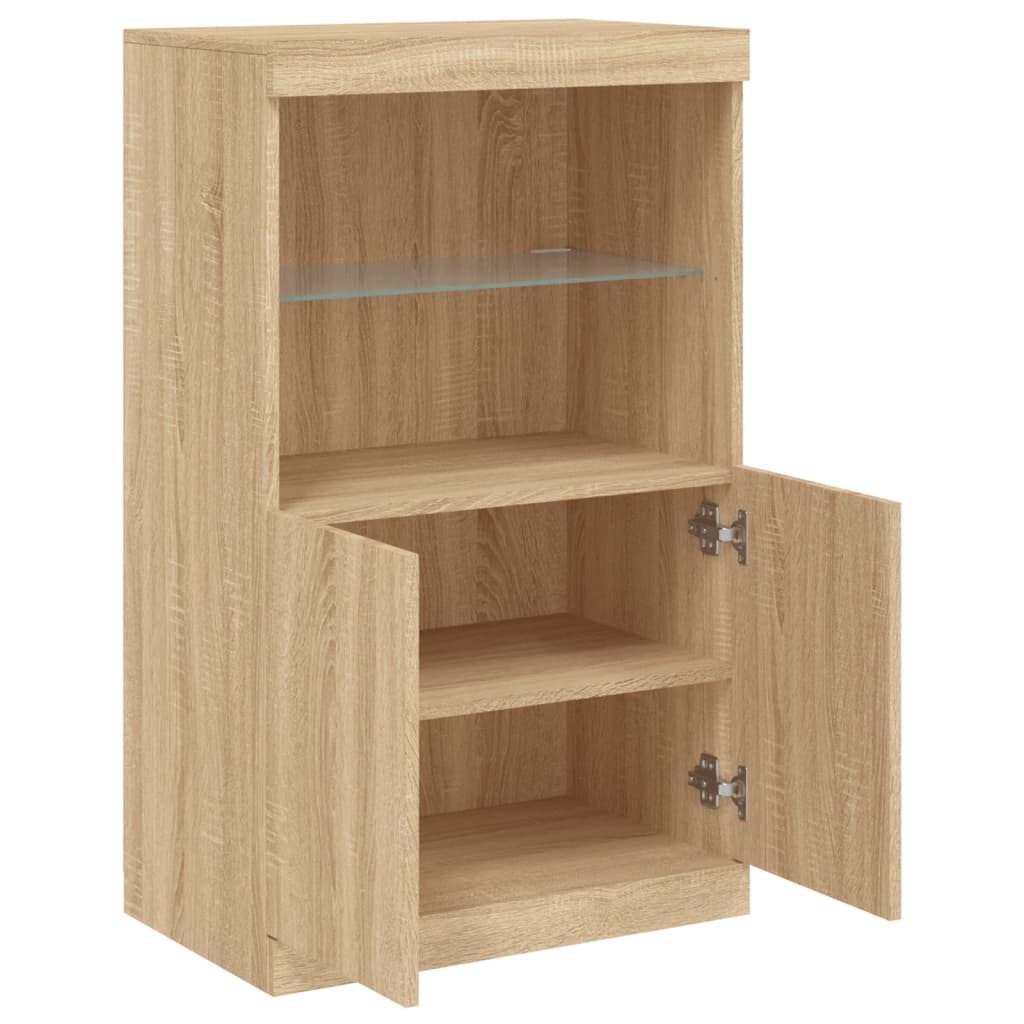 Credenza con Luci LED Rovere Sonoma 60,5x37x100 cm - homemem39