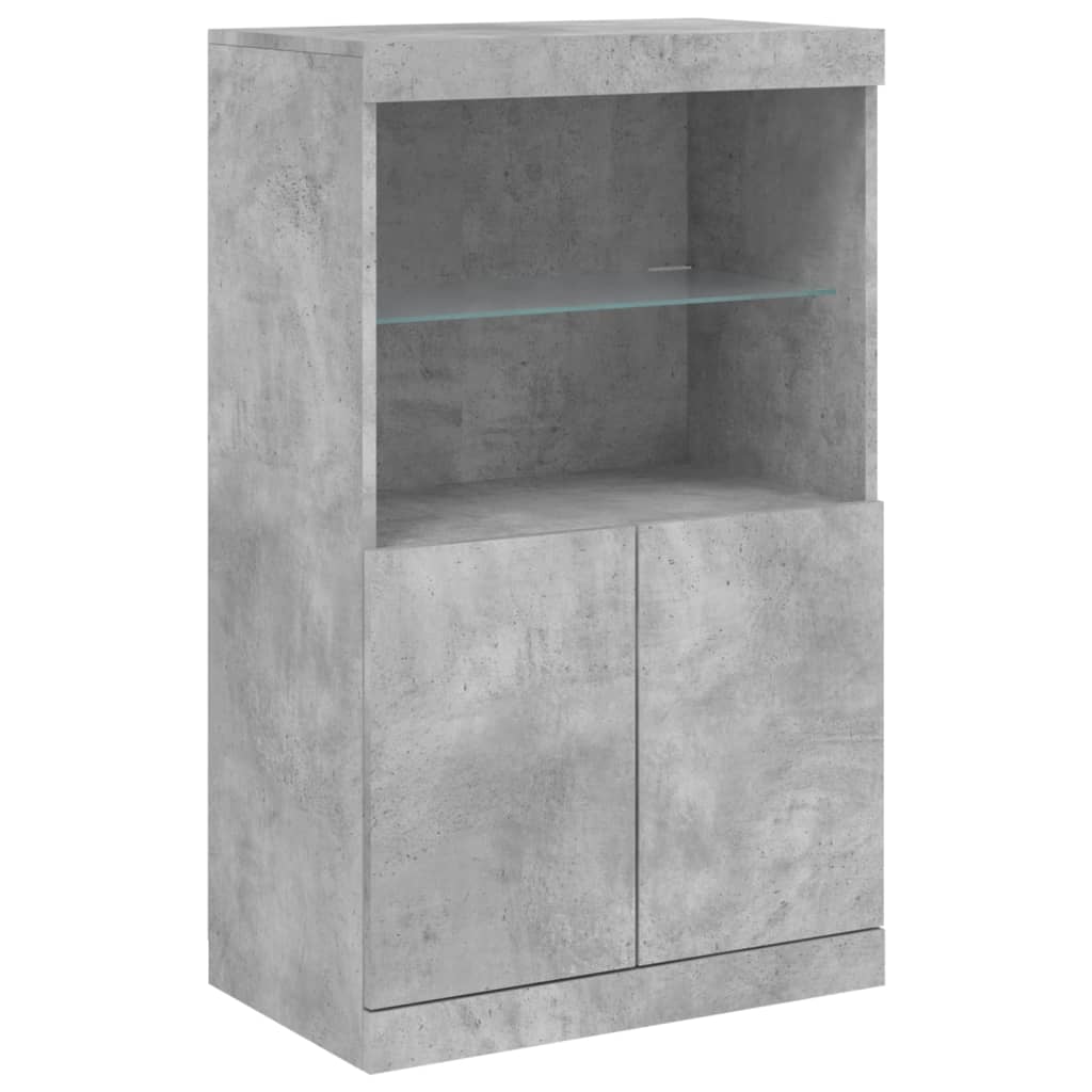Credenza con Luci LED Grigio Cemento 60,5x37x100 cm - homemem39