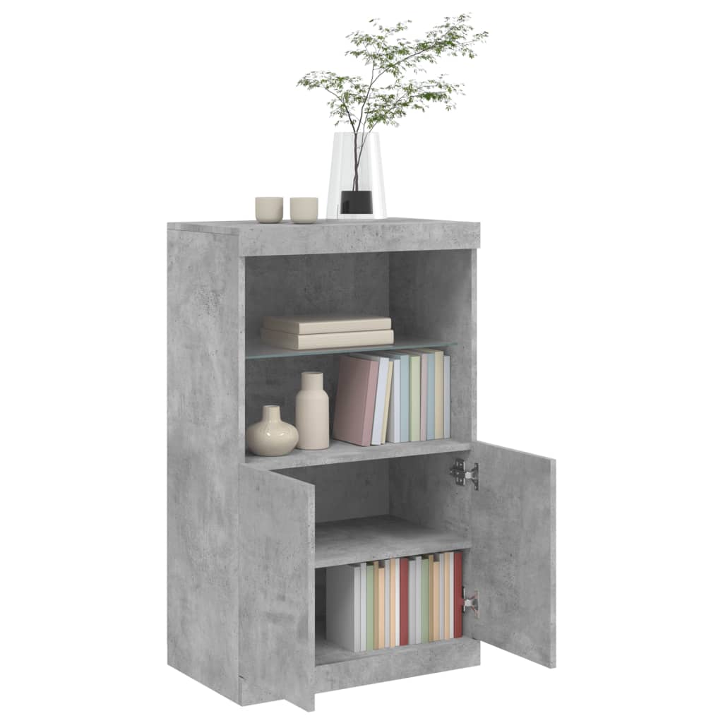 Credenza con Luci LED Grigio Cemento 60,5x37x100 cm - homemem39