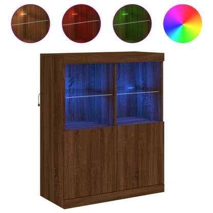 Credenza con Luci LED Rovere Marrone 81x37x100 cm - homemem39